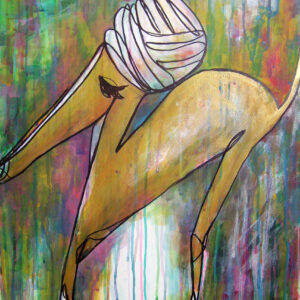 ターバン巻いたイタグレ, Acrylic on paper