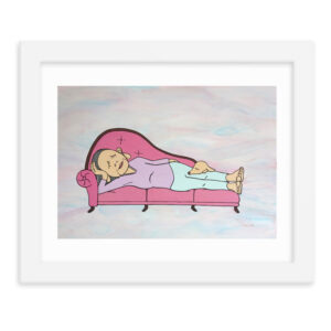 涅槃像と狛犬 / 額入りポスター