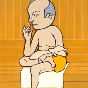 サウナに入る弥勒菩薩